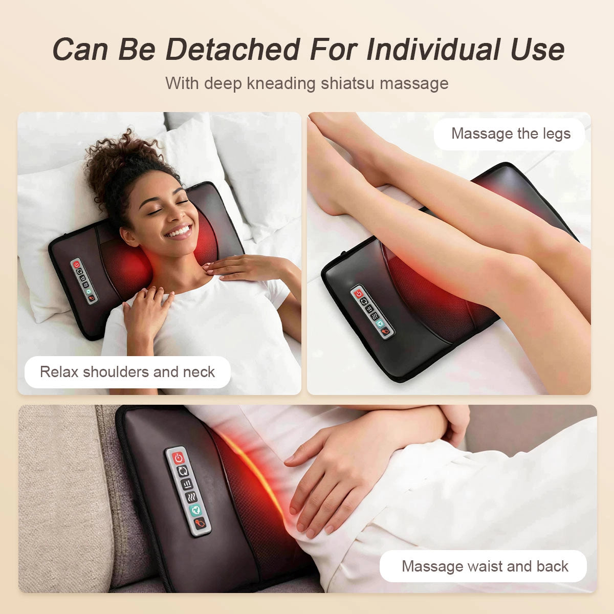 Bosscare C1 detachable massage pad sections for individual use on neck, legs, waist and bacK