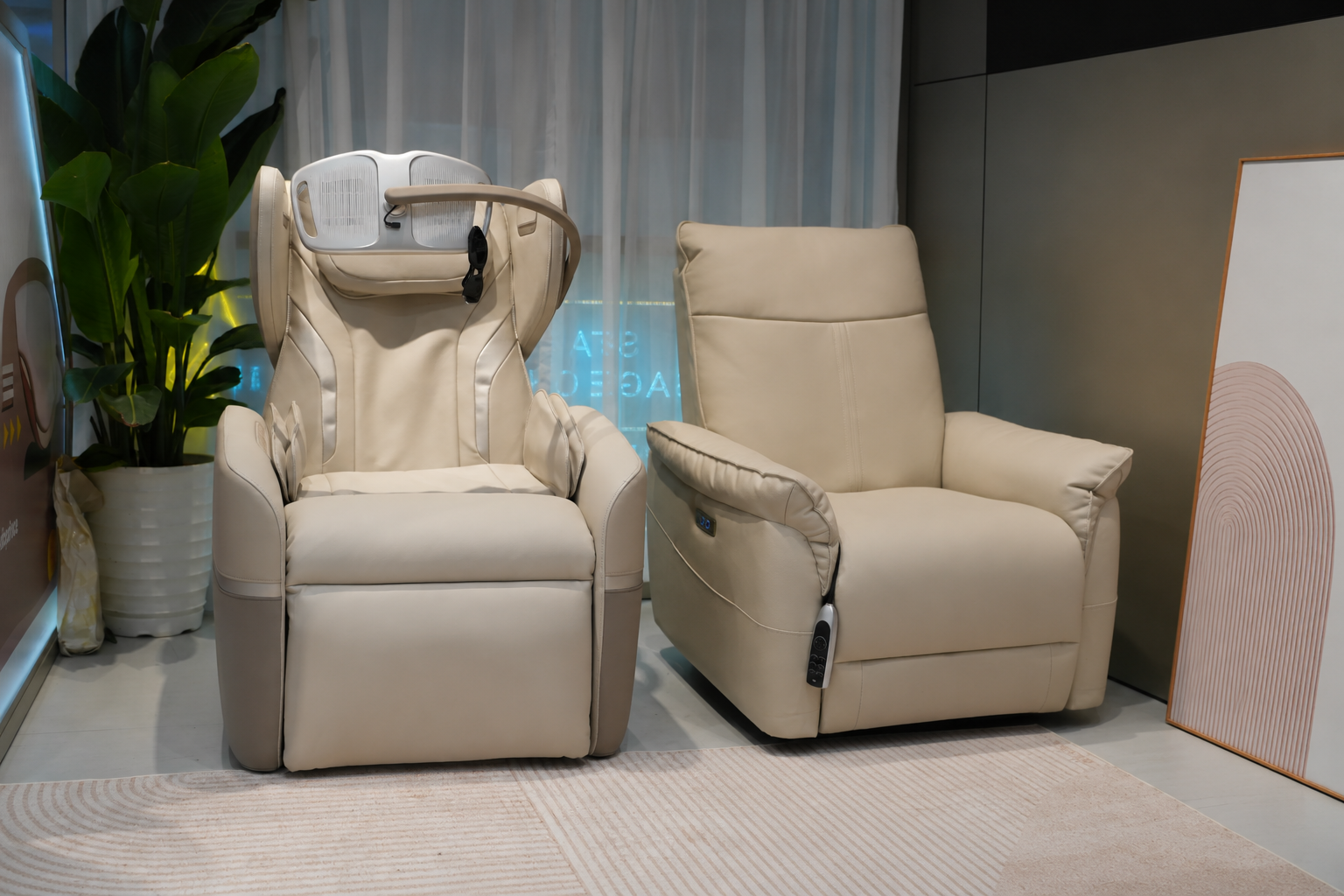  Bosscare compact recliner chair displayed at exhibition for business buyers
