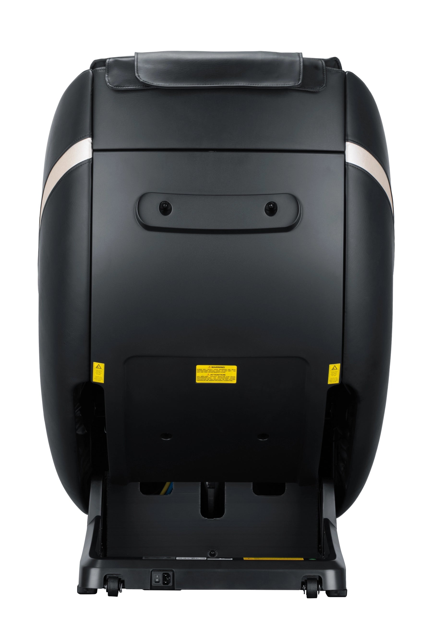 Rear view of Bosscare GR8287 black massage chair for product inspection