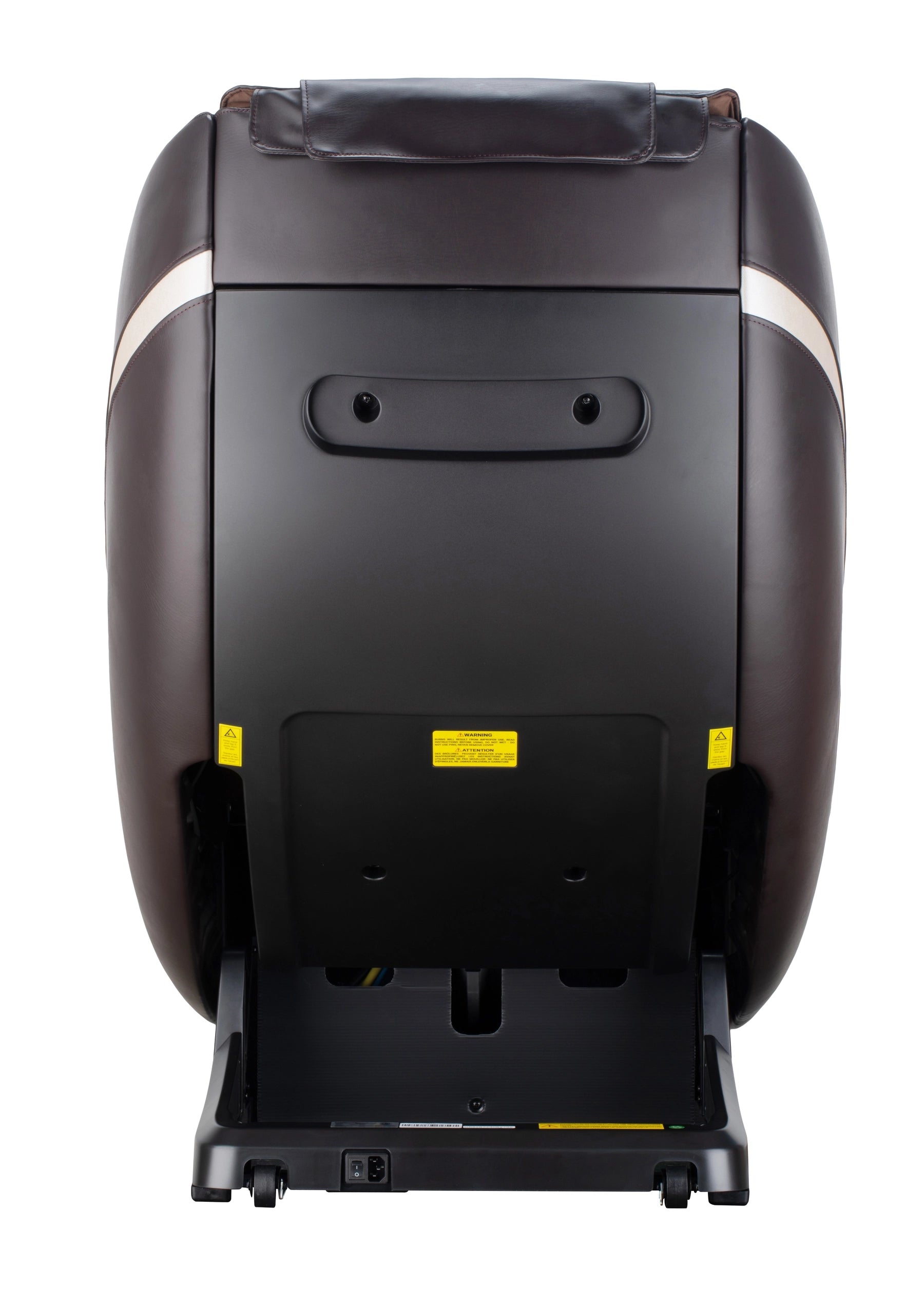Rear view of Bosscare GR8287 brown massage chair for B2B product inspection