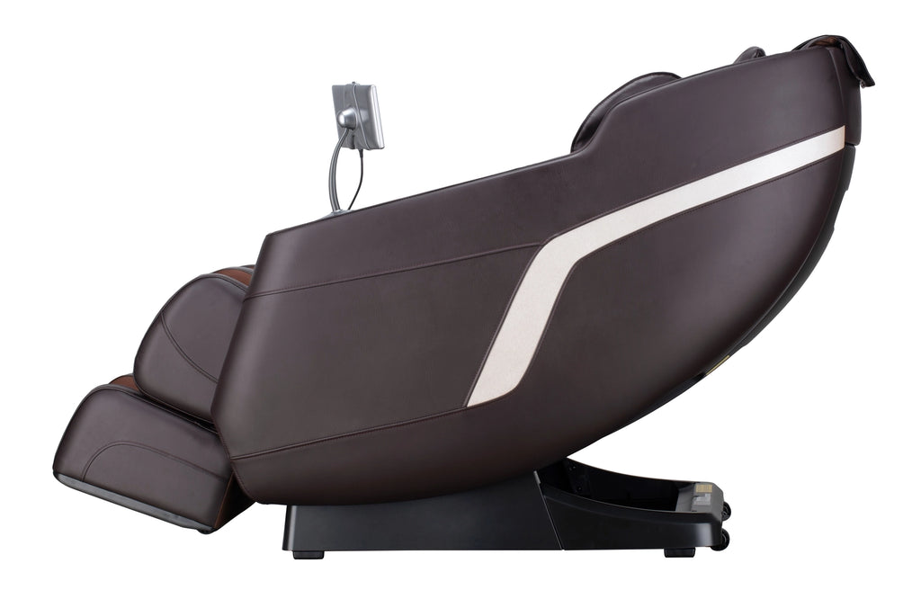 Reclined side view of Bosscare GR8287 brown classic comfort massage chair