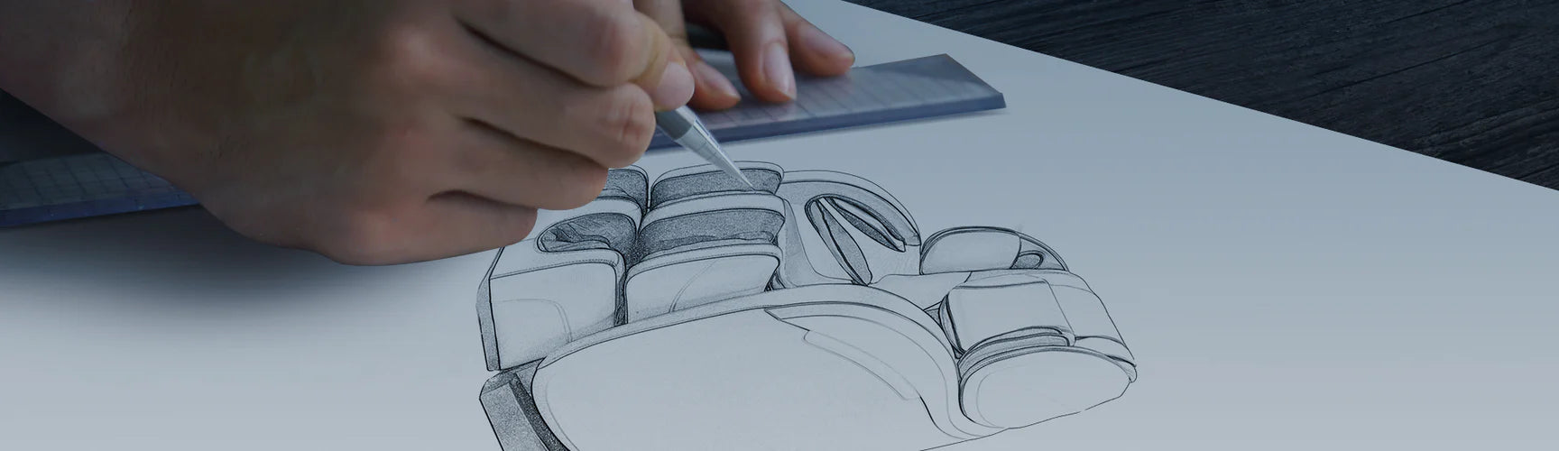 Bosscare massage chair R&D design sketch for product development and model planning