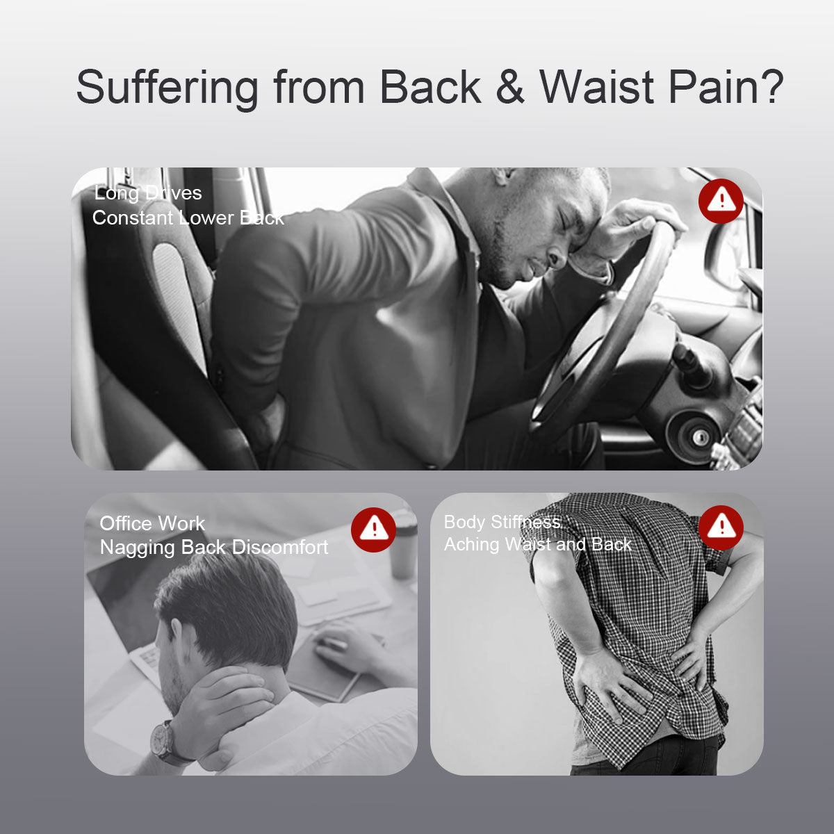 Bosscare W1 back and waist massager for office, home and travel comfort scenarios