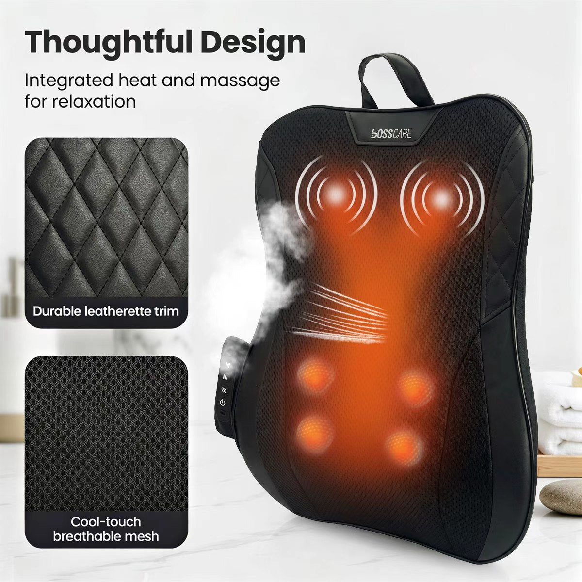 Bosscare W1 heated massage pad with breathable fabric and integrated design