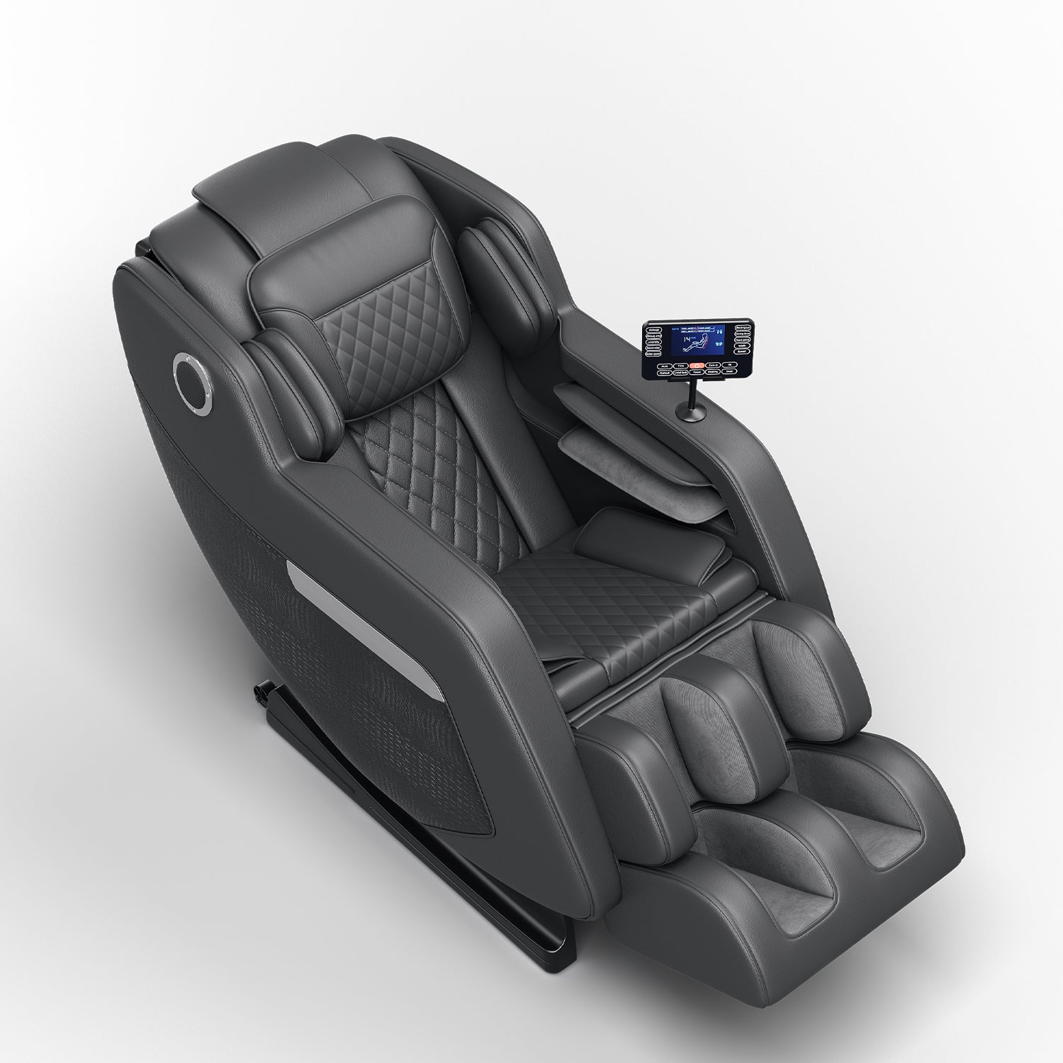 Angled view of Bosscare Y68 black full-body massage chair for classic retail product ranges